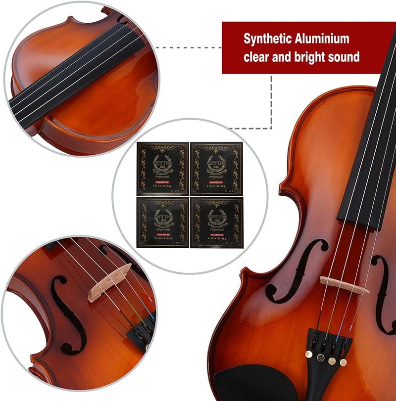 Rhythm Violin Set for Beginners,Acoustic Violins Starter Kit Package for Student,Beginners Fiddle with Hard Case, Rosin, Shoulder Rest, Bow, and Extra Strings (NATURAL, Full) - Image 3
